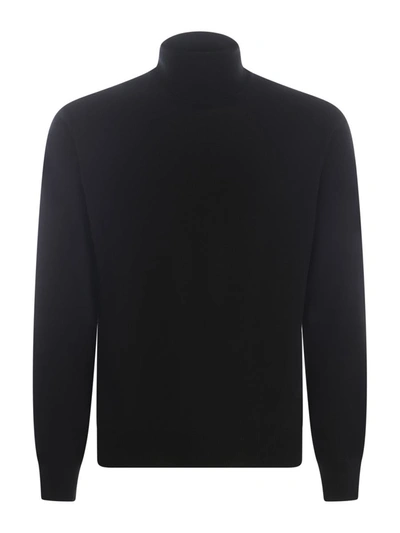 Tagliatore Turtleneck  In Virgin Wool In Black