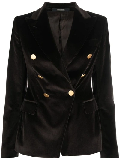 Tagliatore Jalicya Velvet Double-breasted Blazer In Brown