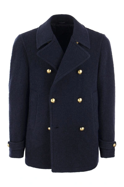 Shop Tagliatore Double-breasted Coat In Navy Blue