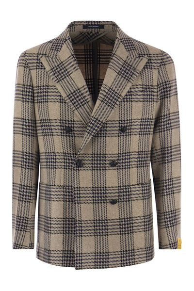 Shop Tagliatore Montecarlo - Double-breasted Wool Jacket In Tobacco