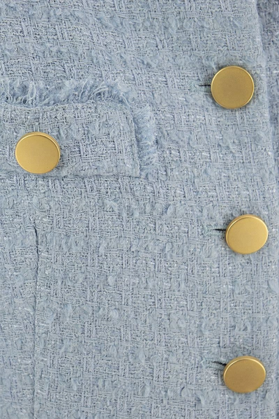 Shop Tagliatore Rosy - Cropped Tweed Jacket In Blue