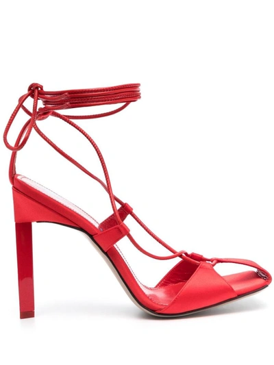 Shop Attico The  Adele 105mm Lace-up Sandals In Red