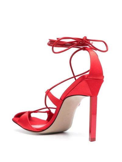 Shop Attico The  Adele 105mm Lace-up Sandals In Red