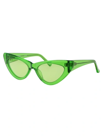 Shop Attico The  Sunglasses In 11 Green Silver Green