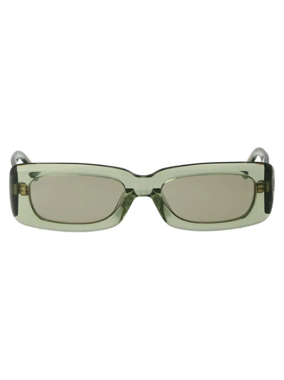 Shop Attico The  Sunglasses In 18 Green Gold Green