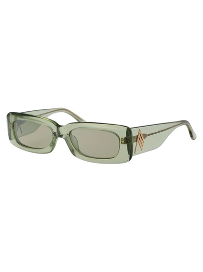 Shop Attico The  Sunglasses In 18 Green Gold Green