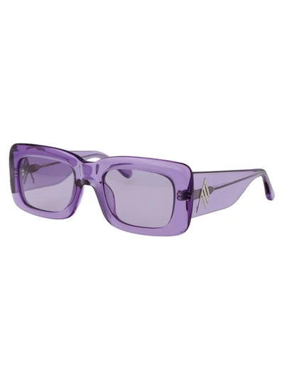 Shop Attico The  Sunglasses In 25 Purple Silver Purple