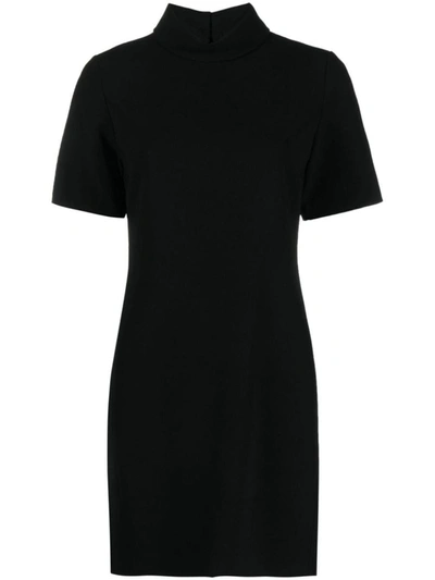 Shop Theory Short Sleeves Roll Neck Mini Dress Clothing In Black