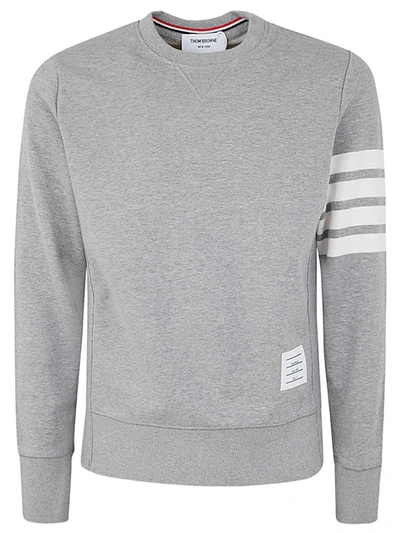 Shop Thom Browne Classic Sweatshirt In Classic Loopback With Engineered 4 Bar Clothing In Grey