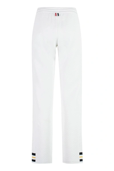 Shop Thom Browne Drawstring Waist Track Pants In White
