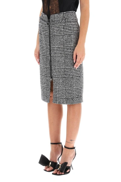 Shop Tom Ford Prince Of Wales Pencil Skirt In Multicolor