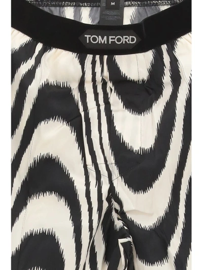 Shop Tom Ford Trousers In Black/off White