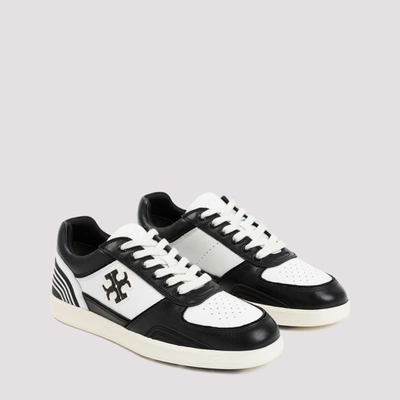 Shop Tory Burch Leather Clover Court Sneakers Shoes In Black