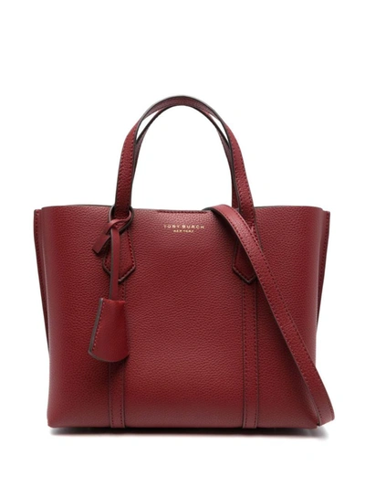 Shop Tory Burch Perry Small Triple Compartment Tote Bags In Red