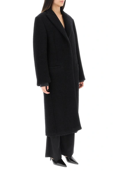 Shop Totême Toteme Long Boucle Coat In Black