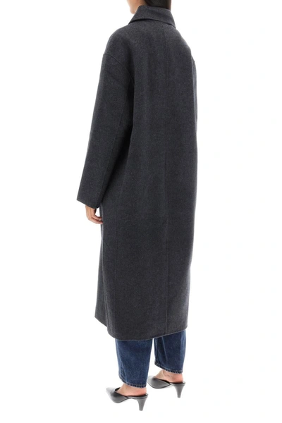 Shop Totême Toteme Long Car Coat In Wool Doublé In Grey