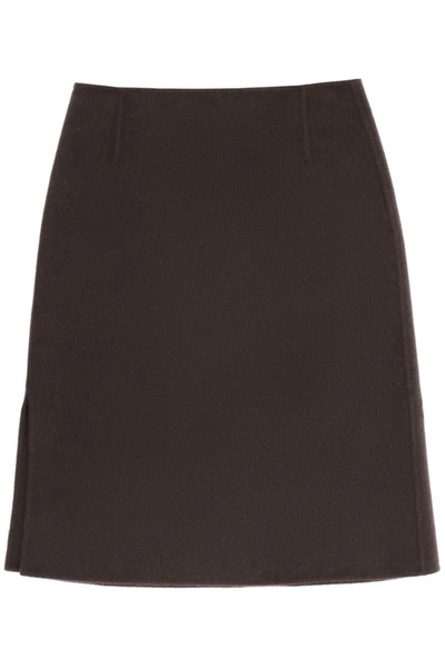 Shop Totême Toteme Pencil Skirt In Double Wool In Brown