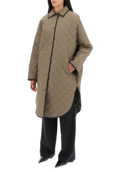 Shop Totême Toteme Quilted Cocoon Coat In Green