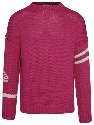 Shop Avril 8790 Two-color Cotton Sweater In Pink