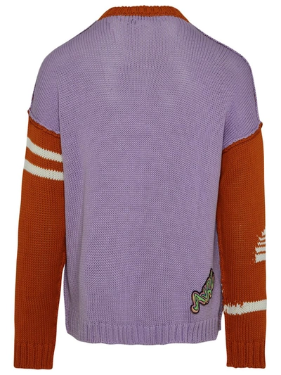Shop Avril 8790 Two-color Cotton Sweater In Violet