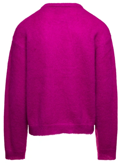 Shop Erl Unisex Kiss Mohair Intarsia Sweater Knit In Pink