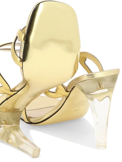 Shop Valentino Garavani "chain" Mules In Gold
