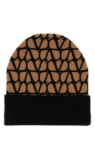Valentino Garavani Women Printed Cashmere Beanie Hat In Camner