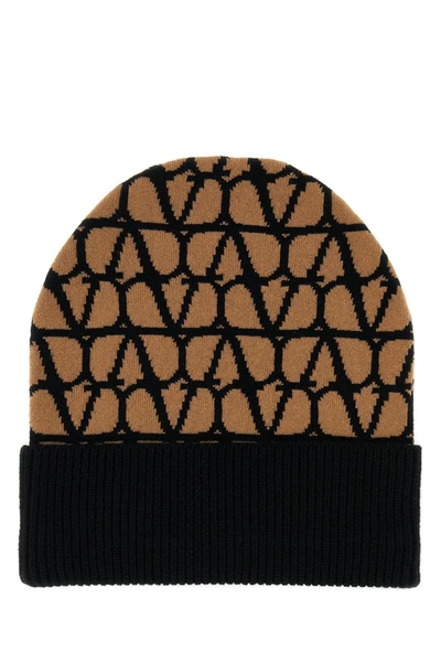Valentino Garavani Women Printed Cashmere Beanie Hat In Camner