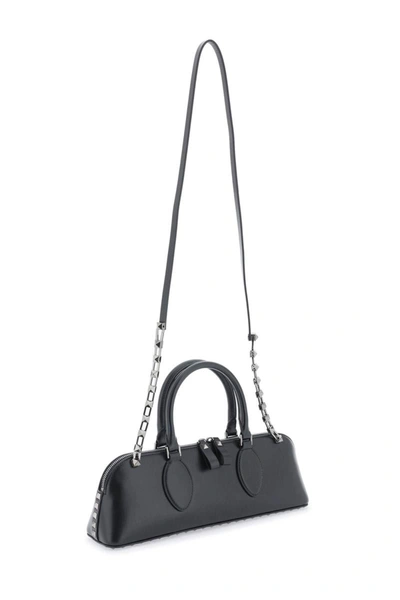 Shop Valentino Garavani Rockstud E/w Leather Handbag In Black