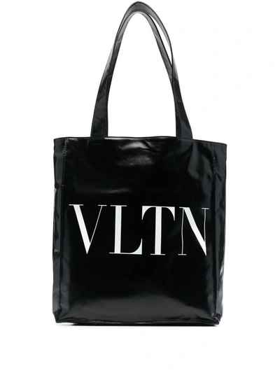 Shop Valentino Garavani Vltn Soft Leather Tote Bag In Black