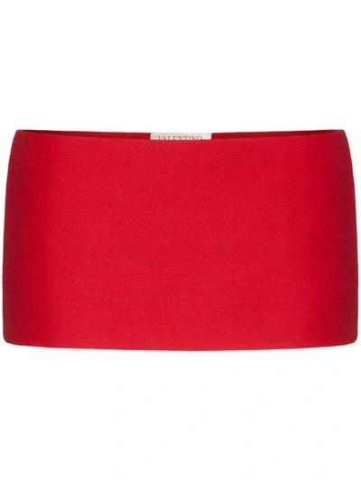 Shop Valentino Silk Mini Skirt In Red