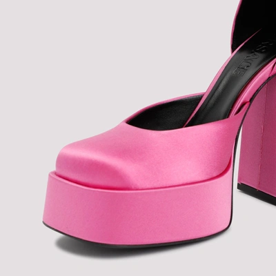 Shop Versace Medusa Aevitas Platform Pumps Shoes In Pink &amp; Purple