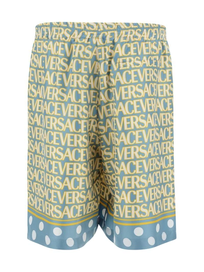 Shop Versace Bermuda Shorts In Azzurro+avorio