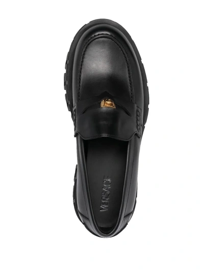 Shop Versace Medusa Head Loafers In Black