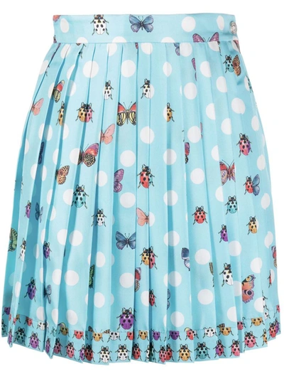 Shop Versace Pleated Skirt With Print In Blue