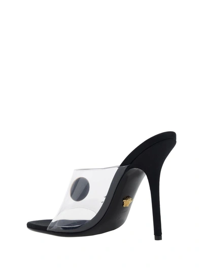 Shop Versace Sandals In Tranparente/nero/oro