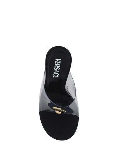 Shop Versace Sandals In Tranparente/nero/oro