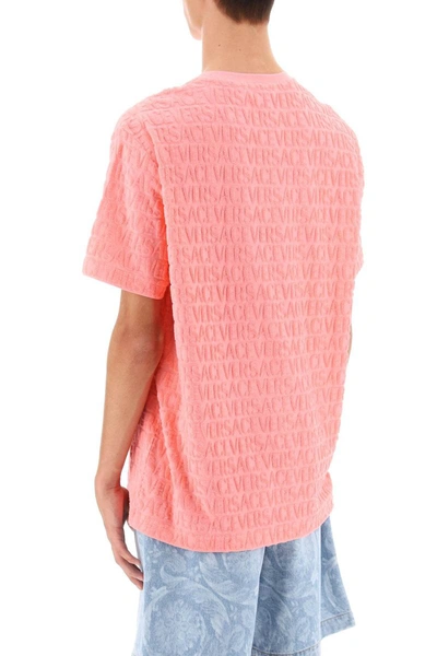 Shop Versace Allover Terry-cloth T-shirt In Pink