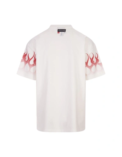 Shop Vision Of Super T-shirt With Faded Red Flames In White