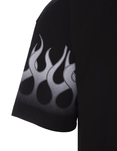 Shop Vision Of Super T-shirt With Faded White Flames In Black