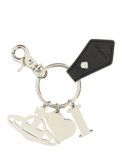 Shop Vivienne Westwood Polly I Love Orb Keychain In Black