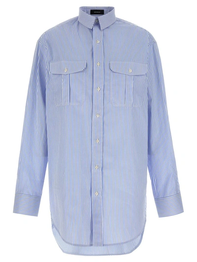 Shop Wardrobe.nyc 'thin Stripe' Shirt Dress In Blue
