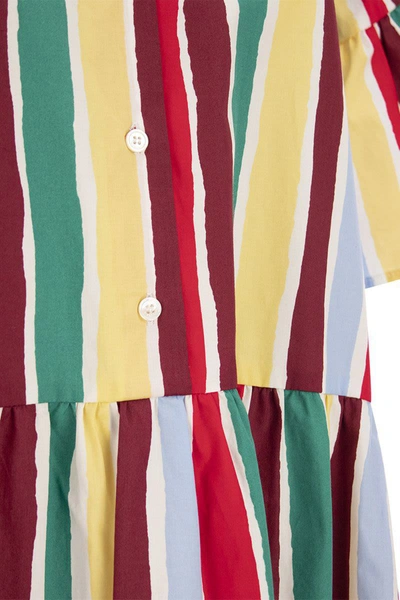 Shop Weekend Max Mara Basilea - Cotton Dress With Ruffles In Multicolor