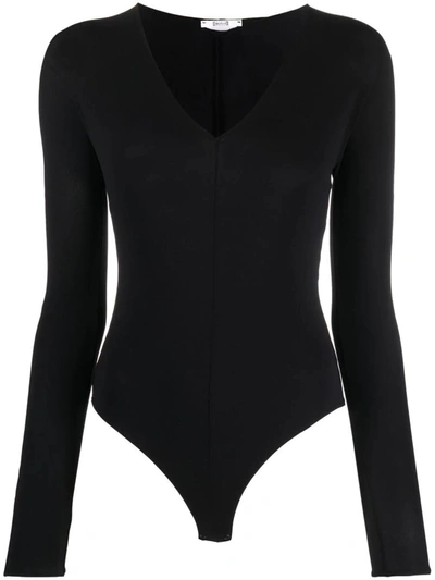Shop Wolford V-neck Bodysuit In Black