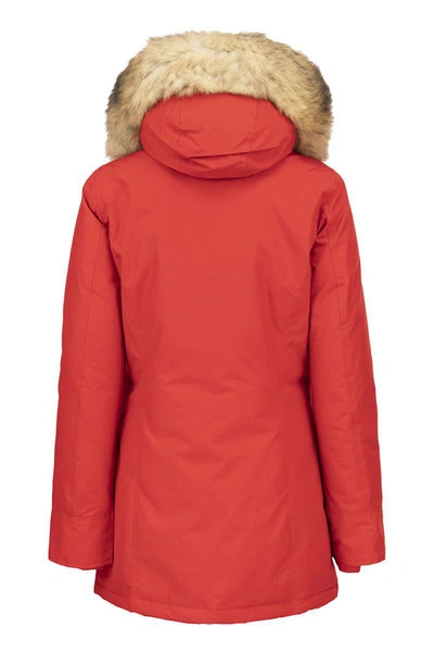 Shop Woolrich Arctic Parka Fur Racoon In Red