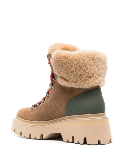 Shop Woolrich Calf Leather Ankle Boots In Beige