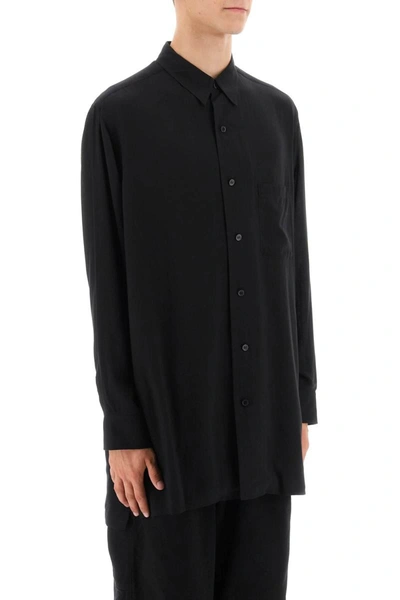 Shop Yohji Yamamoto Longline Cellulose Shirt In Black