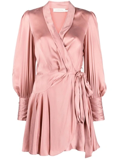 Shop Zimmermann Wrap Dress In Pink &amp; Purple
