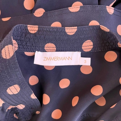 Pre-owned Zimmermann Navy Polka Dot Shirt Dress With Matching Belt