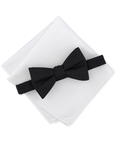 Shop Bar Iii Men's Cassina Vine Bow Tie & Pocket Square Set, Created For Macy's In Black